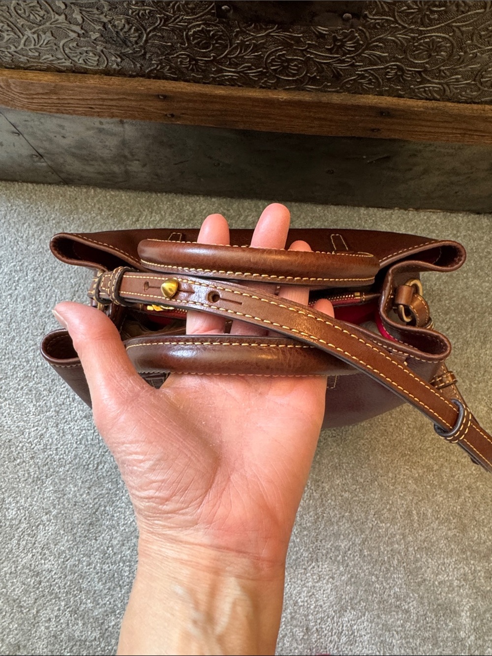 Dooney & Bourke Florentine Perry Satchel in Chestnut - Picture 10 of 16